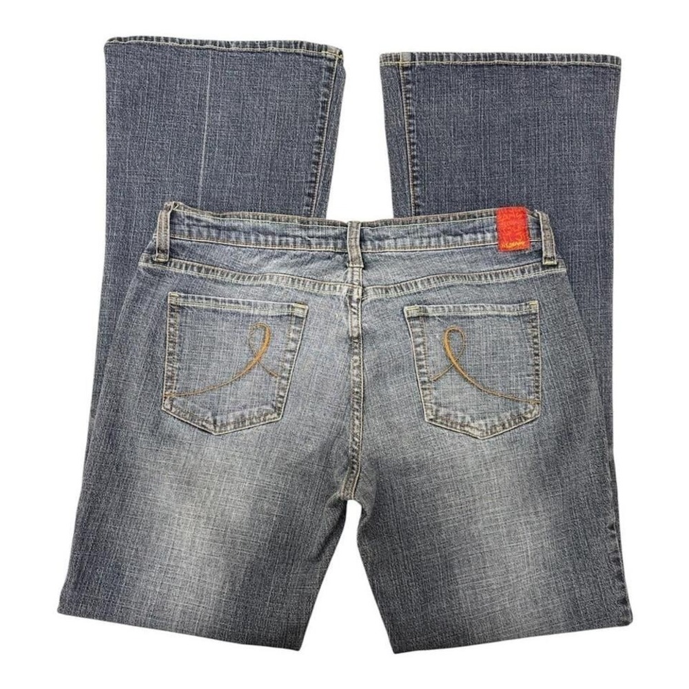 Womens 31 Low-waisted, flared faded grey-blue jeans with a faded finish jeans